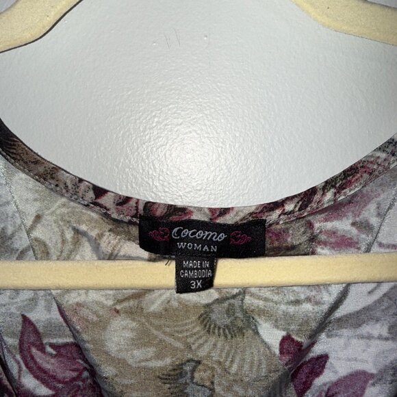 Cocomo Woman Floral V-Neck Blouse 3X - Picture 6 of 7